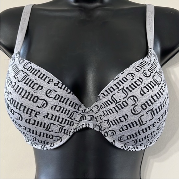 Juicy Couture Other - Juicy Couture Gray Black Logo Bra Size 38C